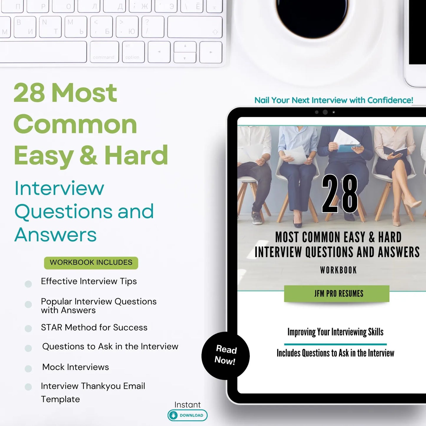 28 Most Common Easy & Hard Interview Questions- Workbook