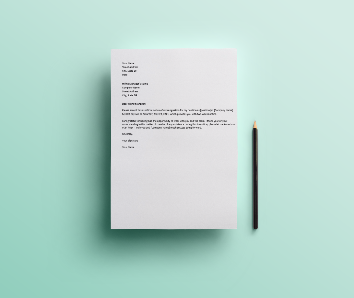 Resignation Letter Template