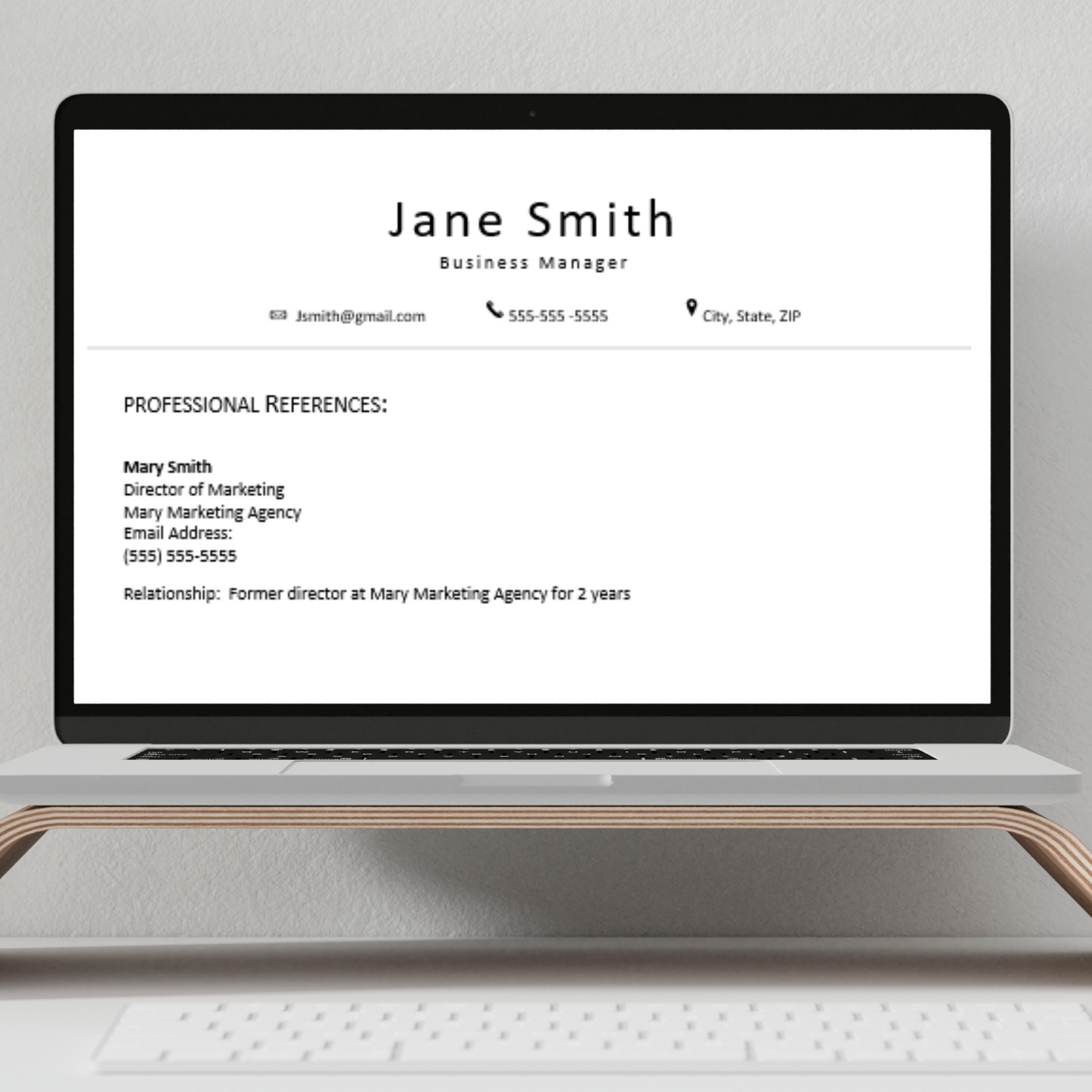 Professional References Page- JFM Pro Resumes